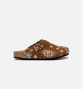 Two Tone Paisley Clog Mens Sandal Mocha White