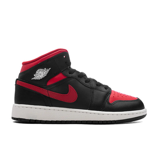 Air Jordan 1 Mid GS Black Varsity Red Summit White