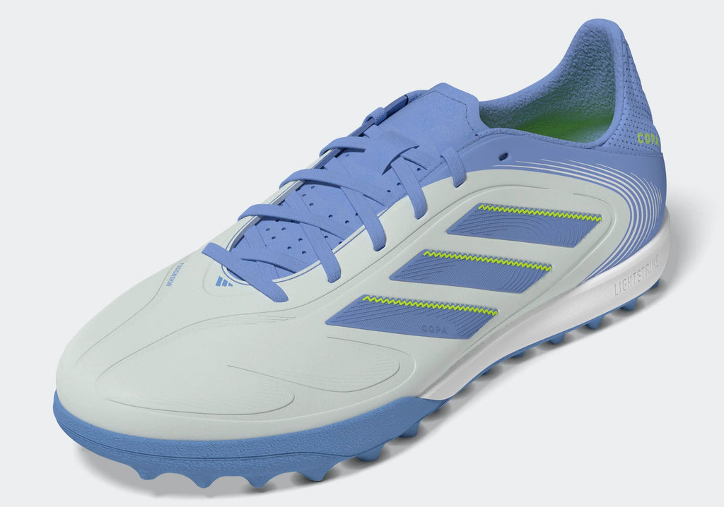adidas Copa Pure 3 League Turf Soccer Cleats Halo Blue Blue Fusion Lucid Lemon