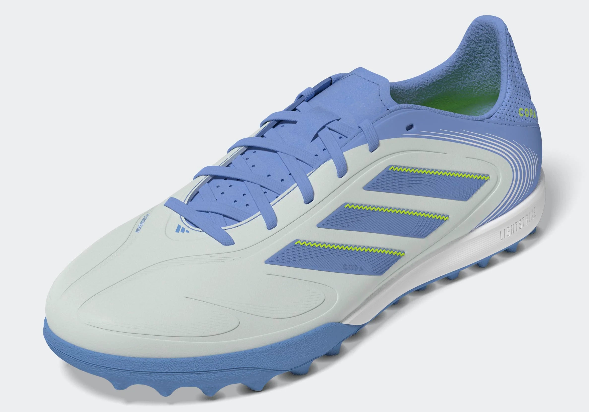 adidas Copa Pure 3 League Turf Soccer Cleats Halo Blue Blue Fusion Lucid Lemon