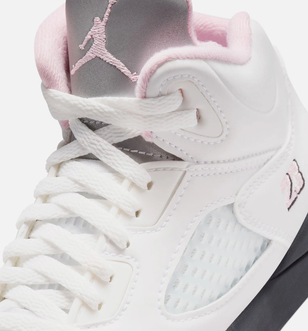 Air Jordan 5 Retro Medium Soft Pink Preschool Lifestyle Shoe White Soft Pink Black Free Shipping
