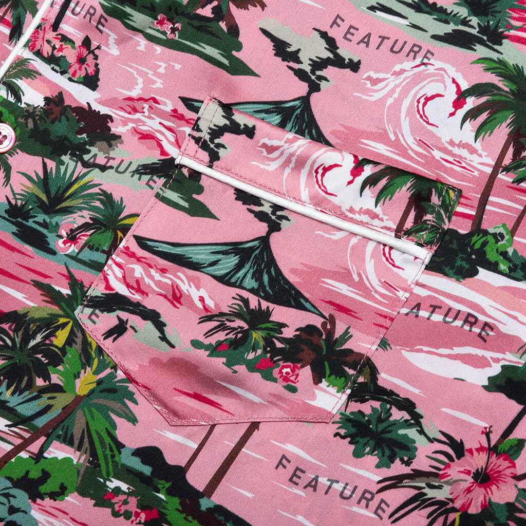 Hitchcock Hawaiian Silk Shirt Red