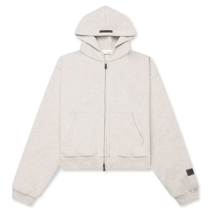 Kids Fleece Zip Up Hoodie Heather Stone