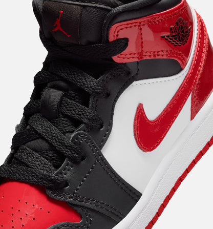 Air Jordan 1 Mid SE Preschool Lifestyle Shoe Black White Varsity Red
