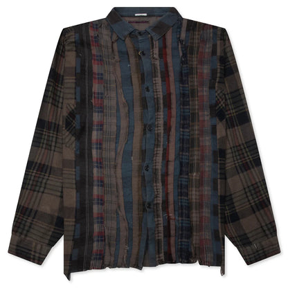 Over Dyed Ribbon Wide Shirt Brown