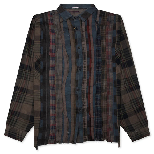 Over Dyed Ribbon Wide Shirt Brown