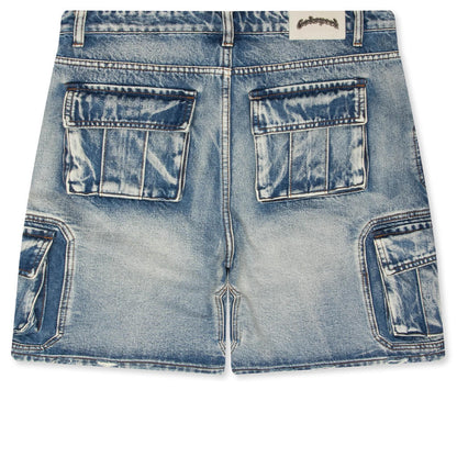 Octagon Cargo Denim Shorts Blue