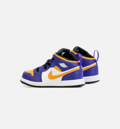 Air Jordan 1 Mid Infant Toddler Lifestyle Shoe Purple Yellow
