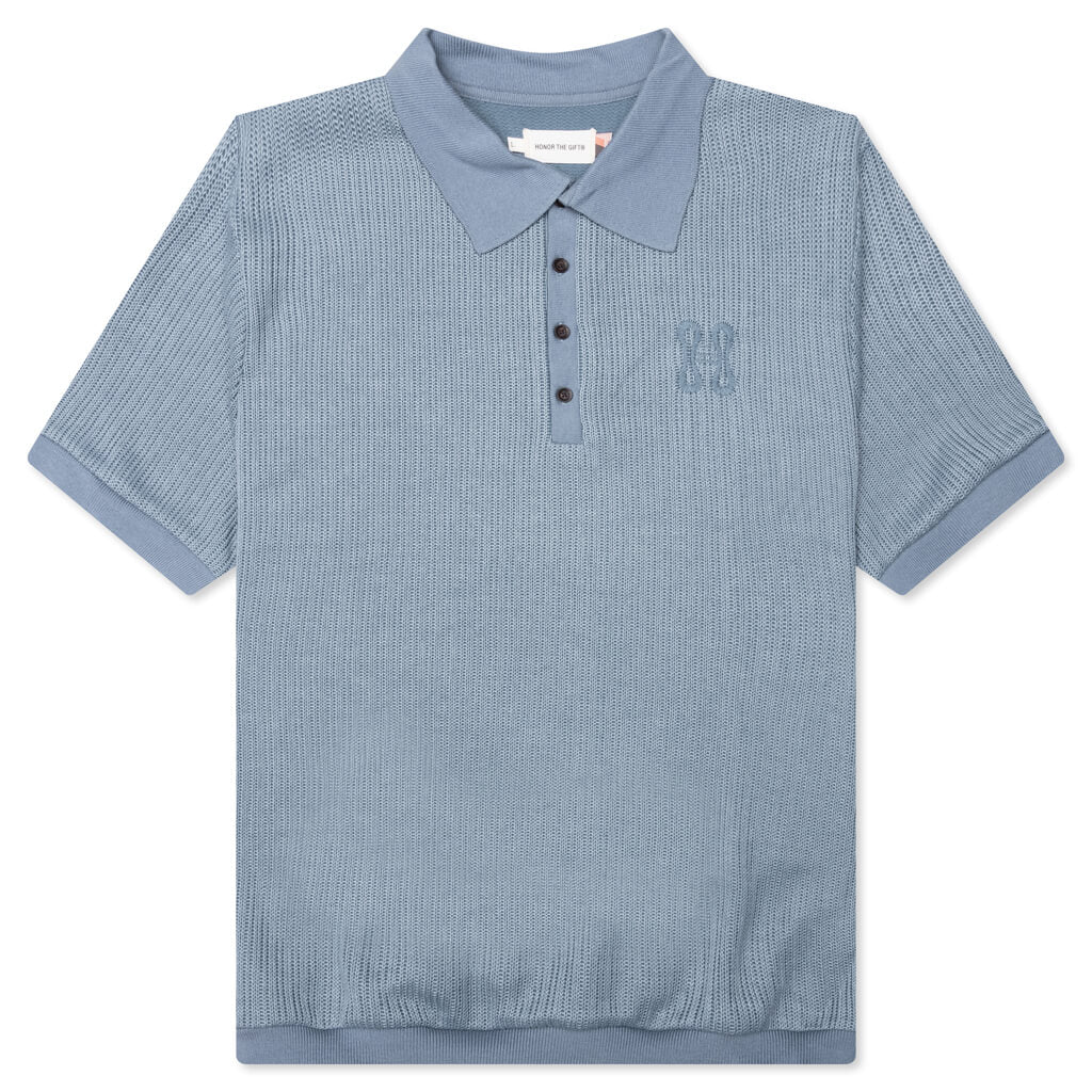 B Summer Knit Polo Shirt Blue