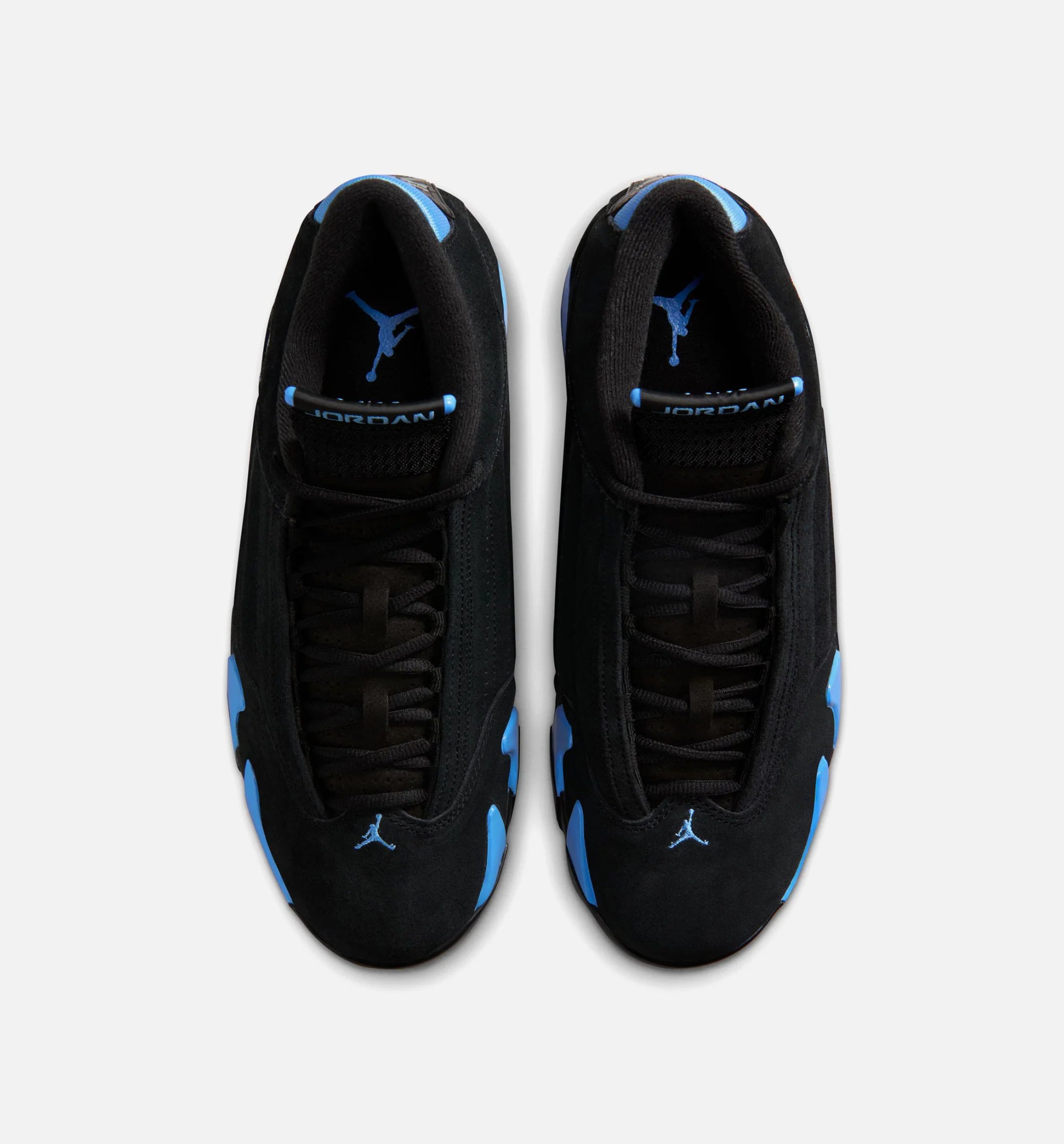 Air Jordan 14 Retro Black University Blue Mens Lifestyle Shoe Black White University Blue Metallic Silver