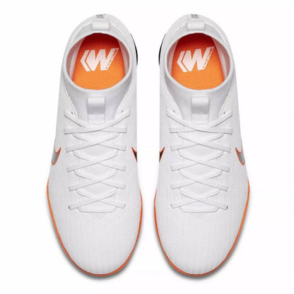 Nike JR Superflyx 6 Academy TF Turf Soccer Cleats White Grey Orange