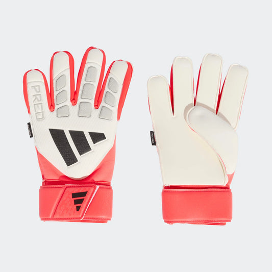 adidas Predator Match Fingersave Goalkeeper Soccer Gloves White Red Black