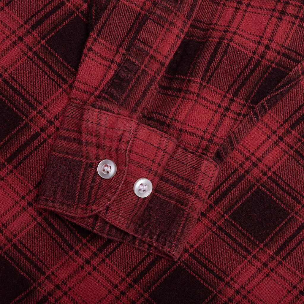 Ribbon Over Dye Flannel Shirt Red
