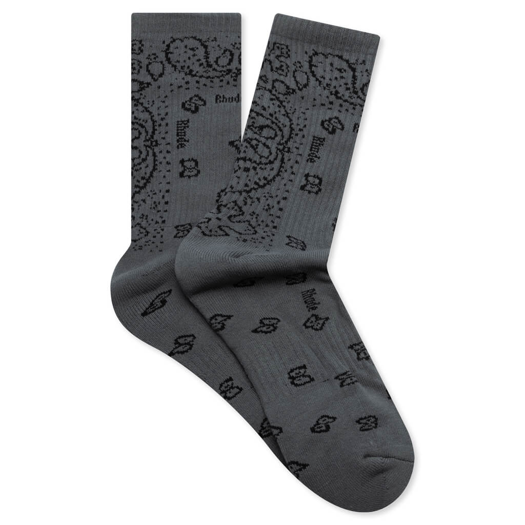 Bandana Jacquard Sock Grey Black