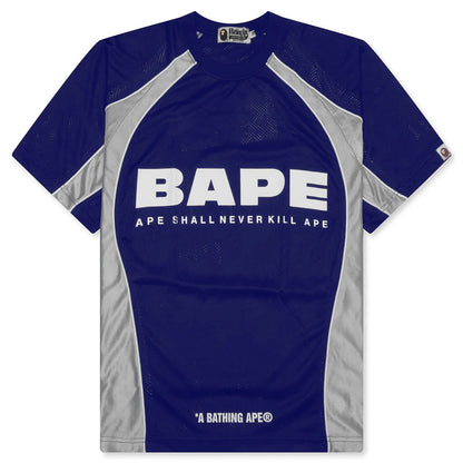 Solid Camo Jacquard Multilogo Relaxed Fit Football Jersey Blue