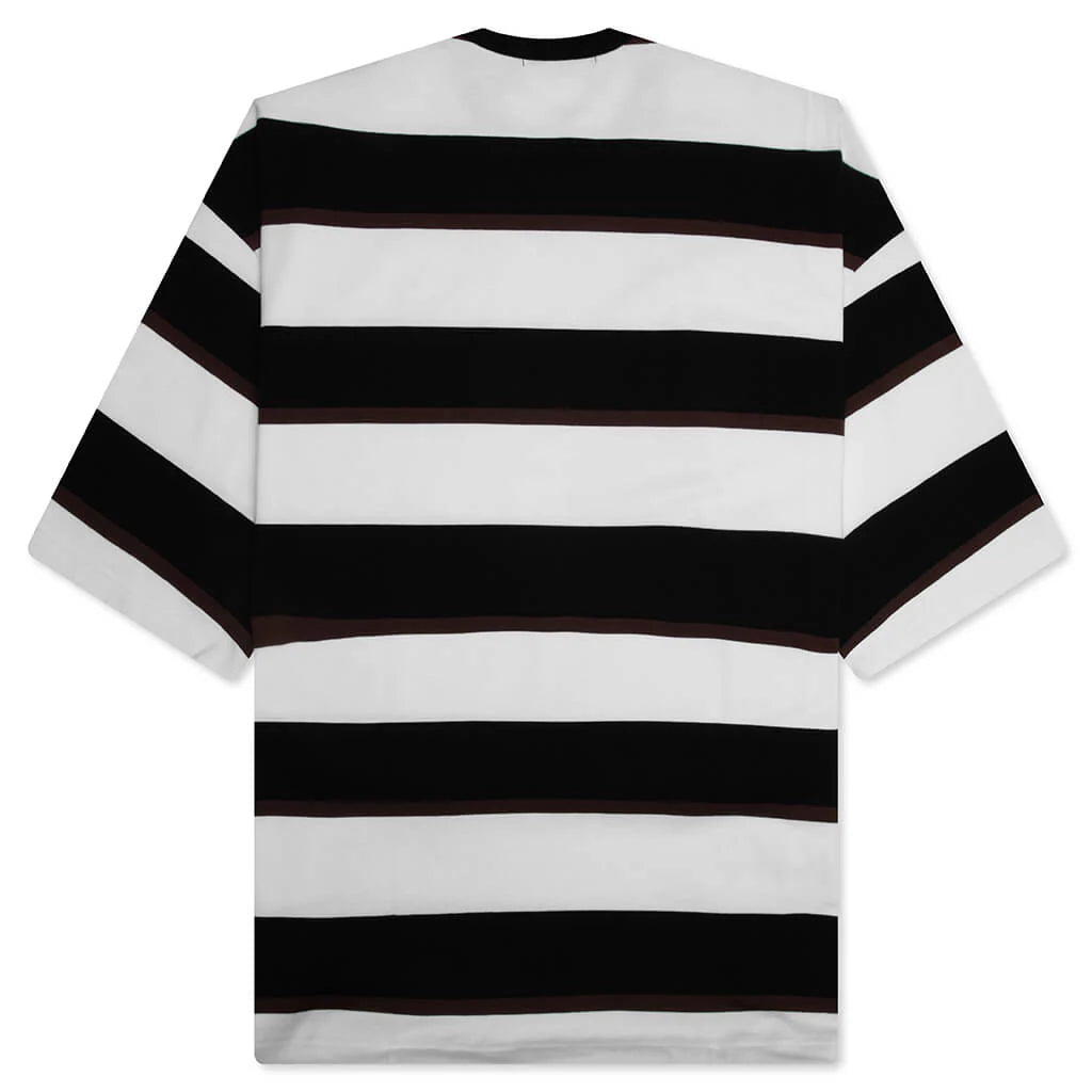 Cotton Jersey Multi Border T Shirt Black Brown White