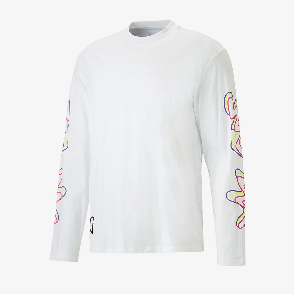 PUMA Neymar JR Creativity Long Sleeve T Shirt White Fluo Yellow Limited Edition