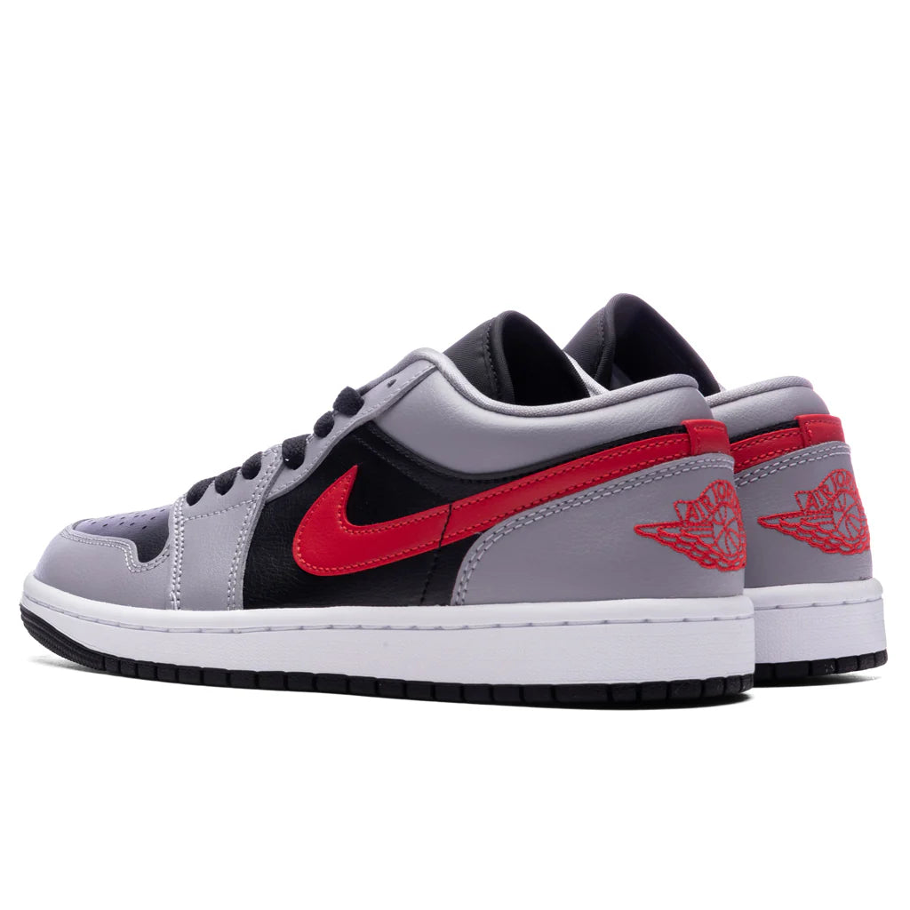 Womens Air Jordan 1 Low Cement Grey Fire Red Black