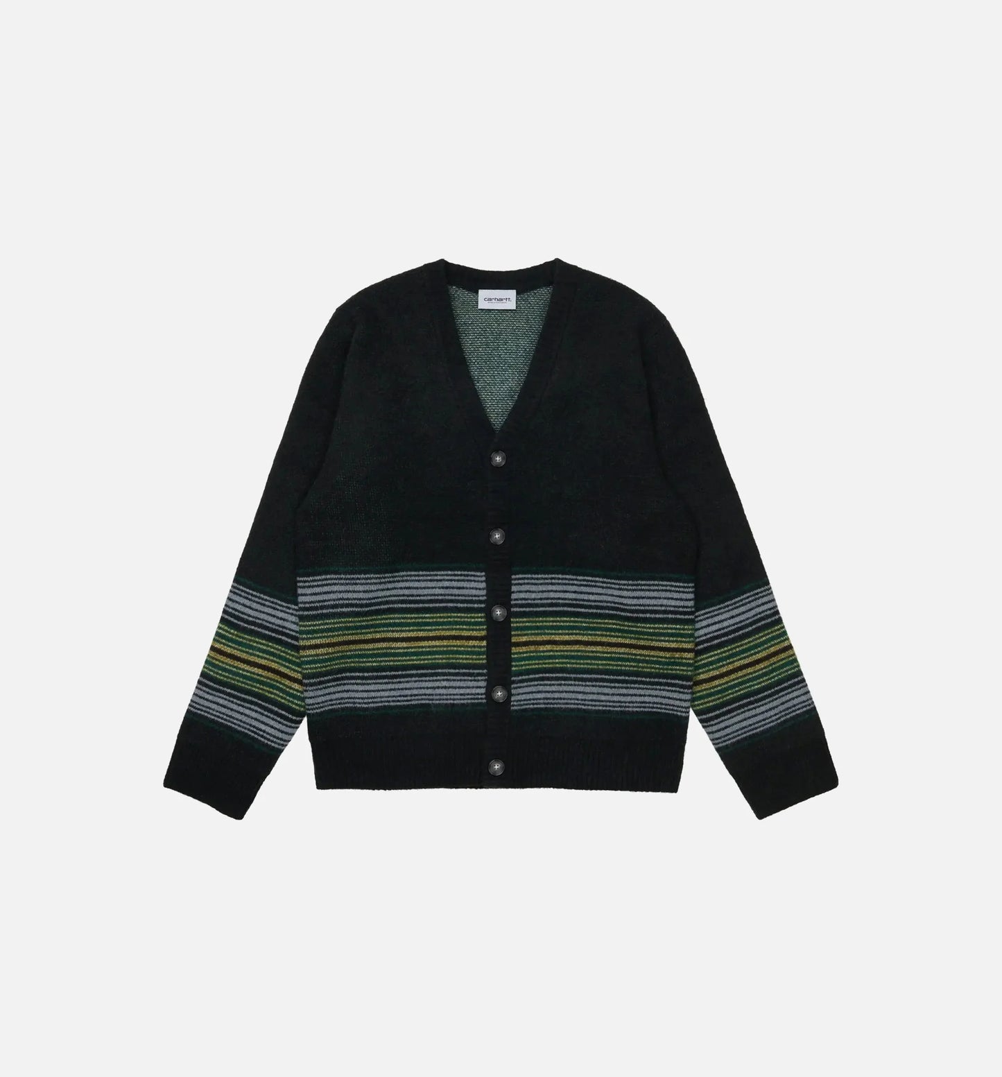 Dillon Stripe Cardigan Mens Sweater Black