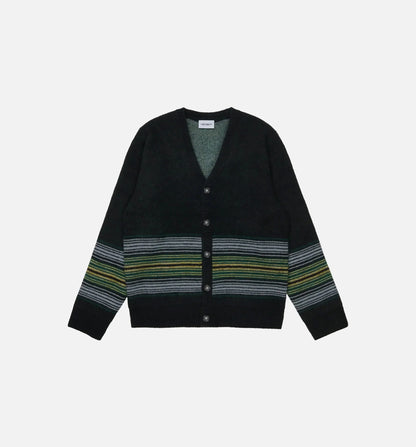 Dillon Stripe Cardigan Mens Sweater Black