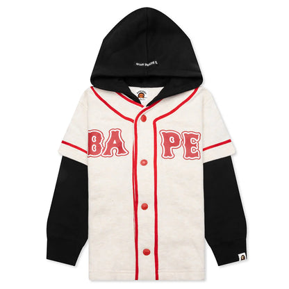 Kids Bape Logo Layered Baseball Sweatshirt Ivory