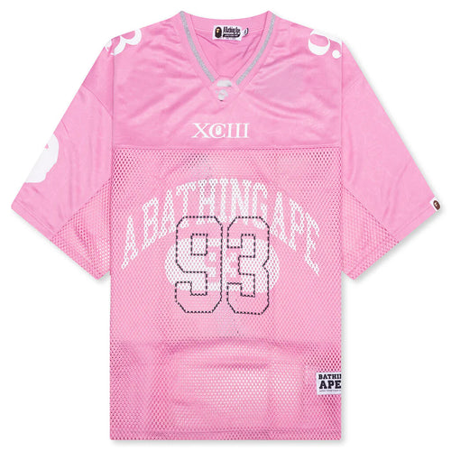 Line Camo Multi Logo Relaxed Fit Football Jersey Pink
