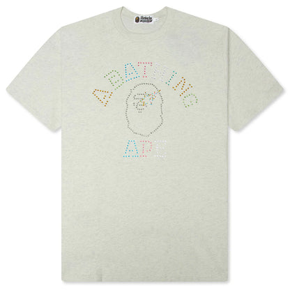 Rhinestone College Relaxed Fit Tee Gray