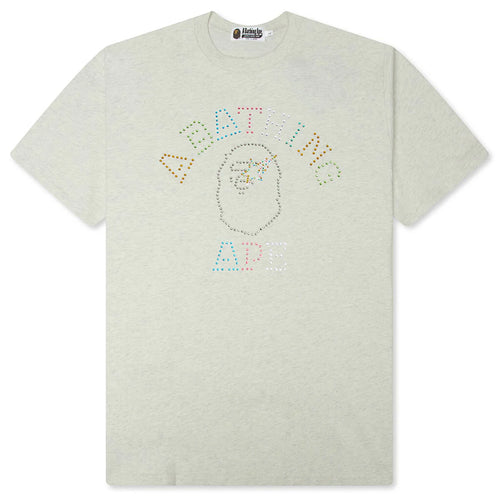 Rhinestone College Relaxed Fit Tee Gray