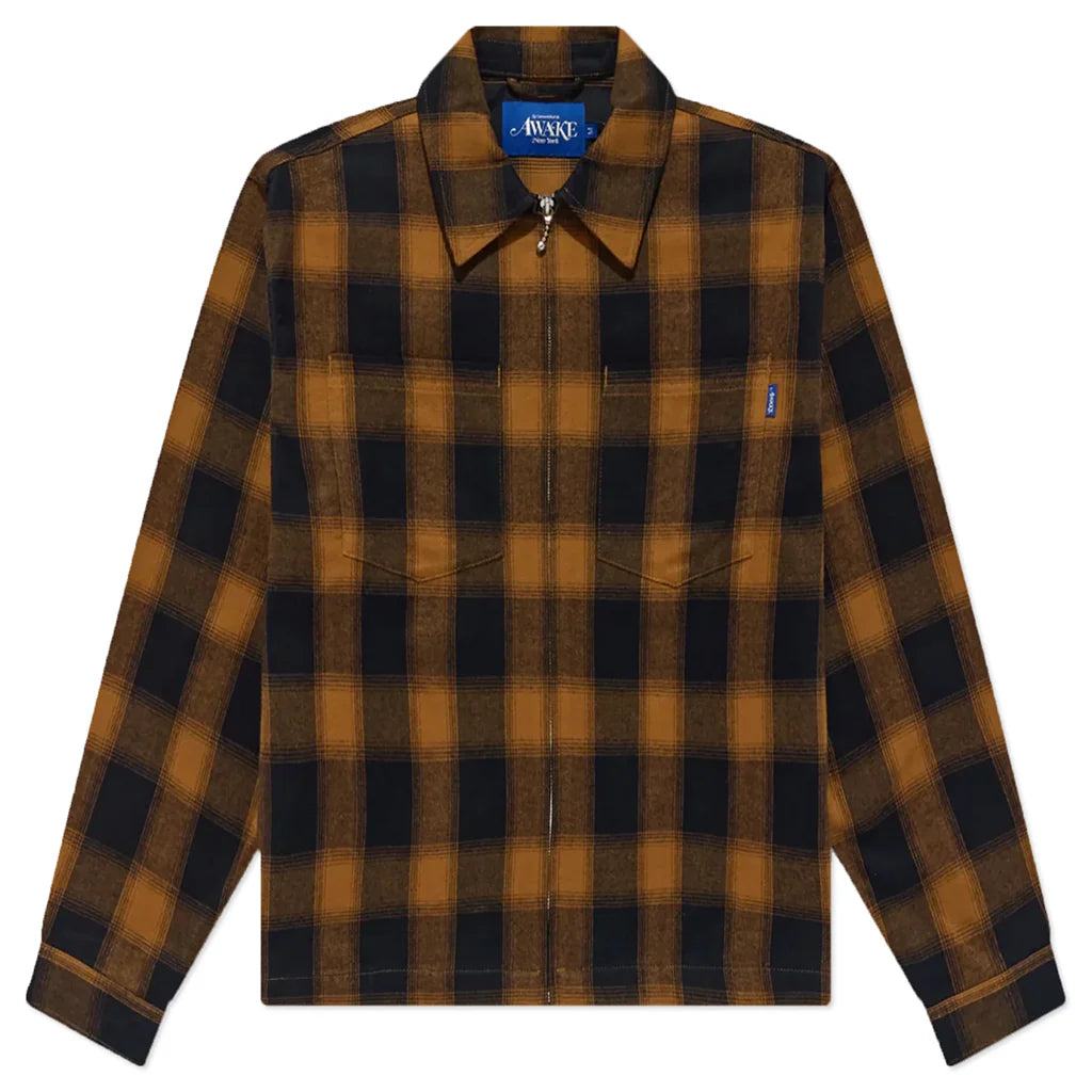 Brushed Flannel Shirt Jacket Orange Multi