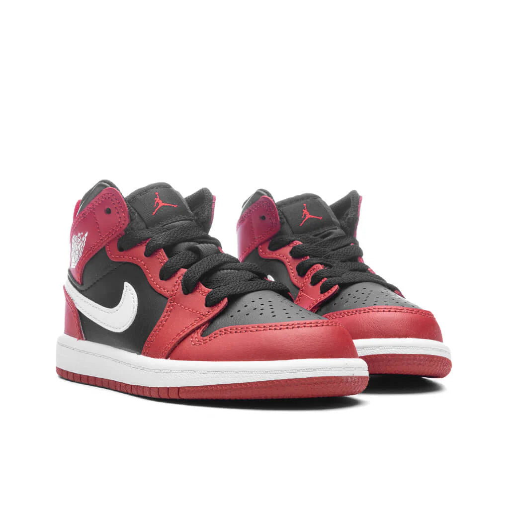 Jordan 1 Mid PS Black White Gym Red