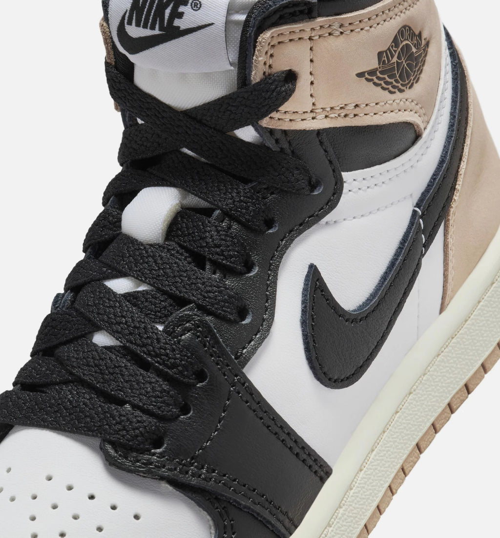 Air Jordan 1 High OG Latte Preschool Lifestyle Shoe Black Legend Medium Brown White Sail