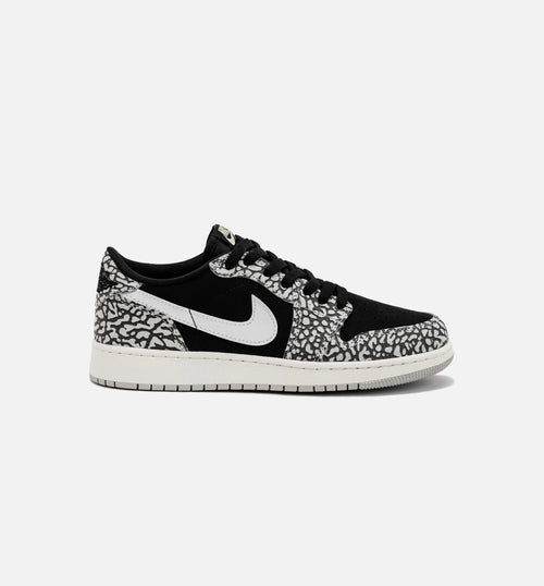 Air Jordan 1 Retro Low OG Black Cement Grade School Lifestyle Shoe Black Grey