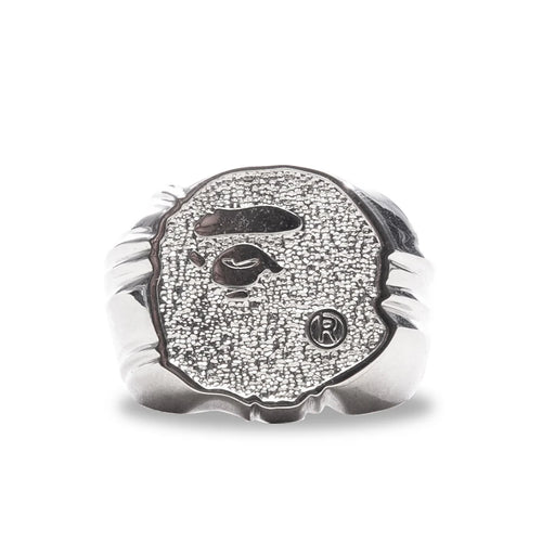 Rhinestone Ape Head Ring Silver