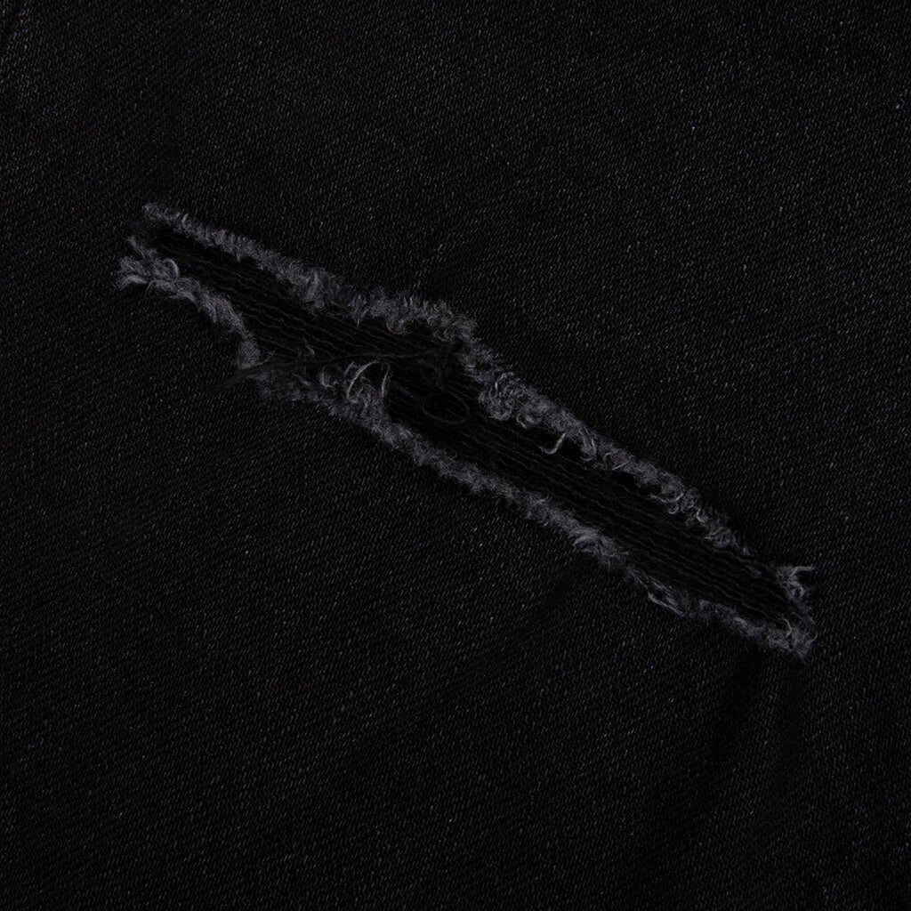 P002 Knee Slit Rinse Slim Denim Pants Black