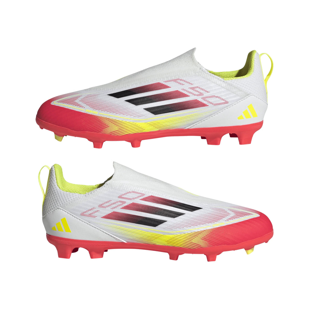 adidas F50 League Laceless FG MG Youth Soccer Cleats White Black Yellow