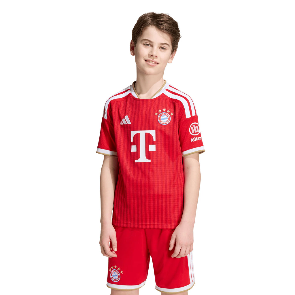 adidas FC Bayern Munich Home Youth Soccer Jersey 26 27 Scarlet White