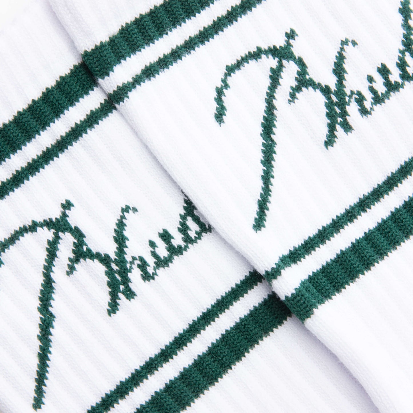 Script Logo Sock White Green