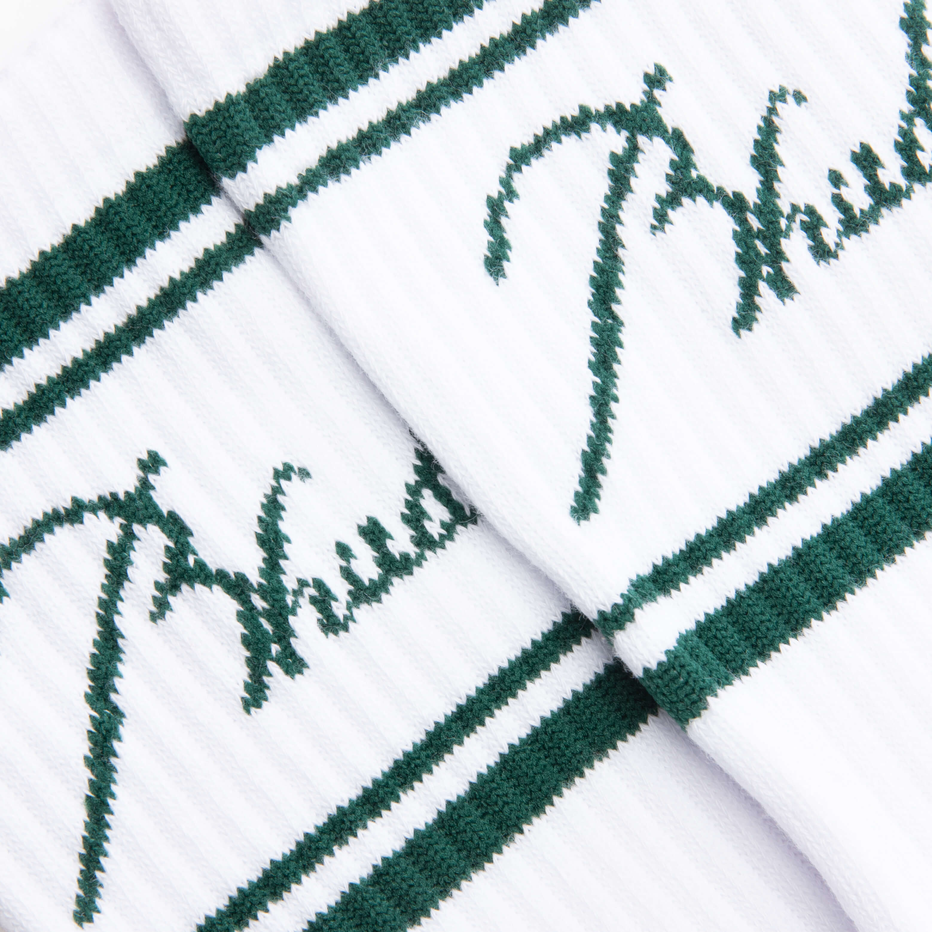 Script Logo Sock White Green