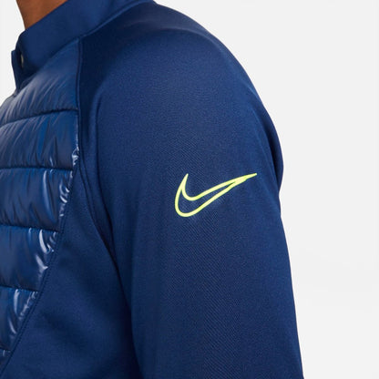Nike Therma Fit Academy Winter Warrior Mens Soccer Drill Top Blue Void Volt