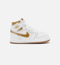 Air Jordan 1 Retro High OG White and Gold Infant Toddler Lifestyle Shoe White Metallic Gold Light Brown