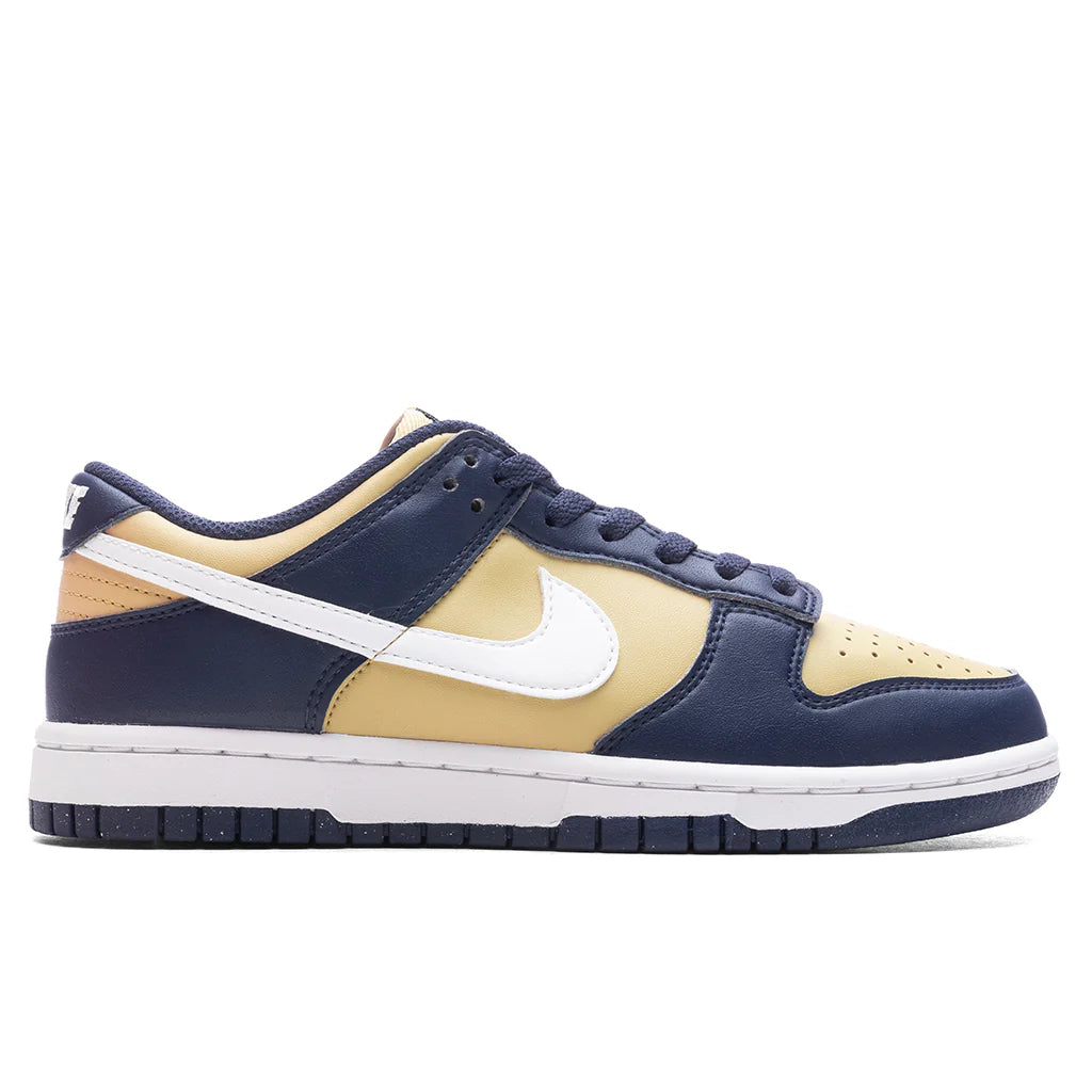 Womens Dunk Low Next Nature Midnight Navy White Team Gold