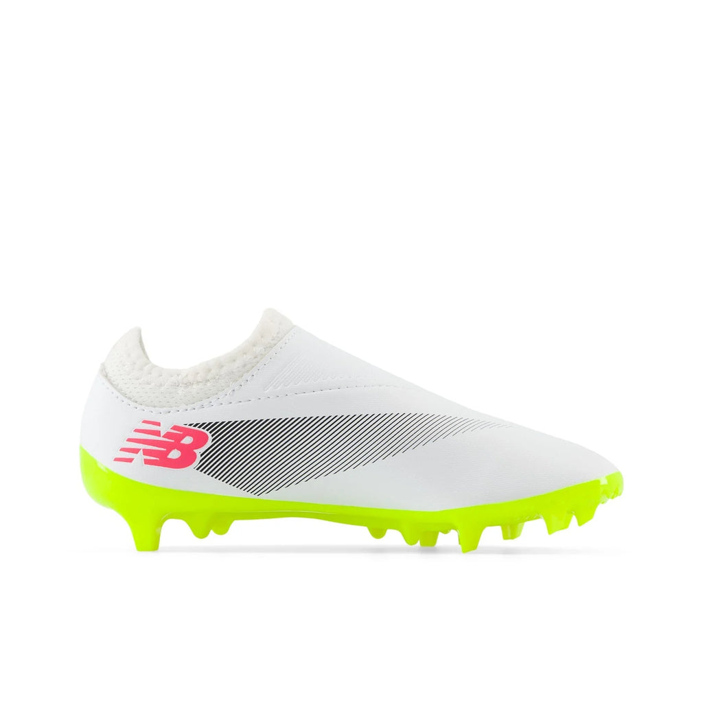 New Balance Furon Dispatch Junior FG V7 Firm Ground Soccer Cleats White Black Neon Pink