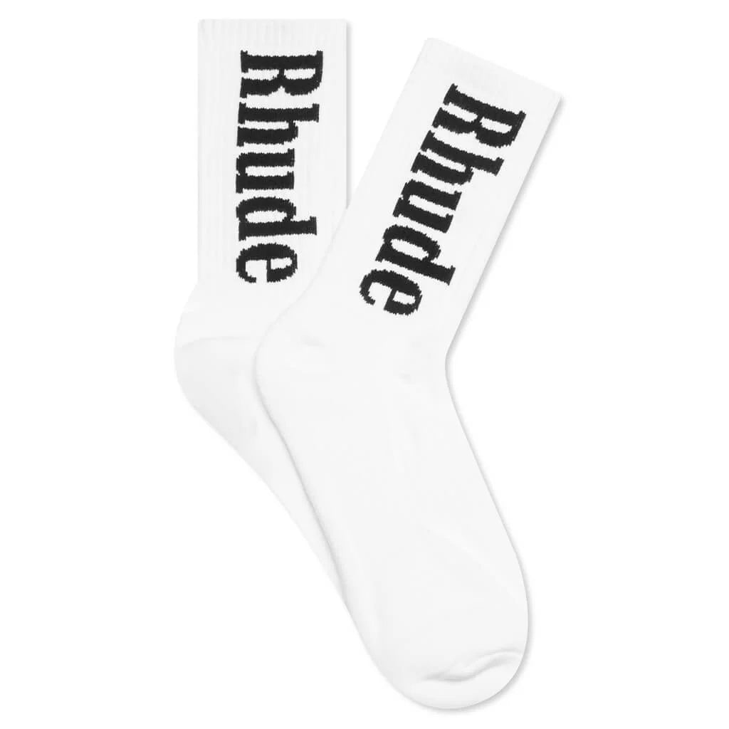 Rhude Logo Sock White Black