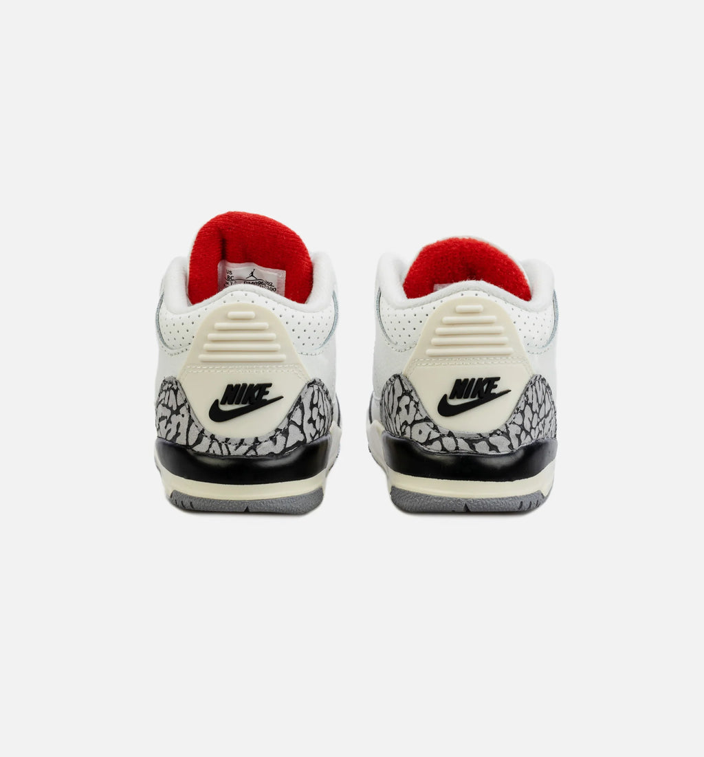 Air Jordan 3 Retro White Cement Reimagined Infant Toddler Lifestyle Shoe White Red Grey