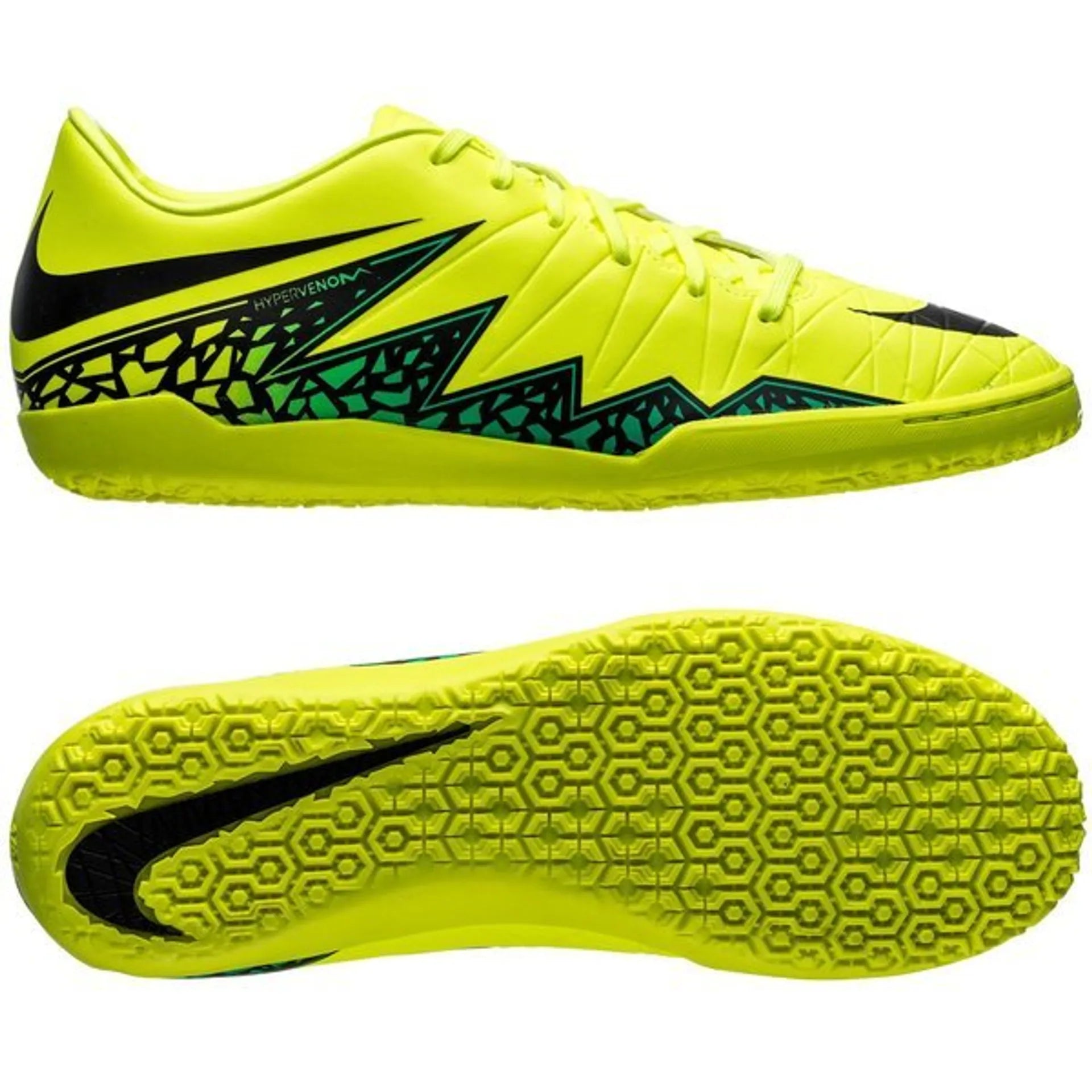 Nike HyperVenom Phelon II IC Indoor Soccer Shoes Volt Black Hyper Turquoise