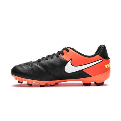 Nike Tiempo Genio II Leather FG Firm Groun Soccer Cleats Black White Orange
