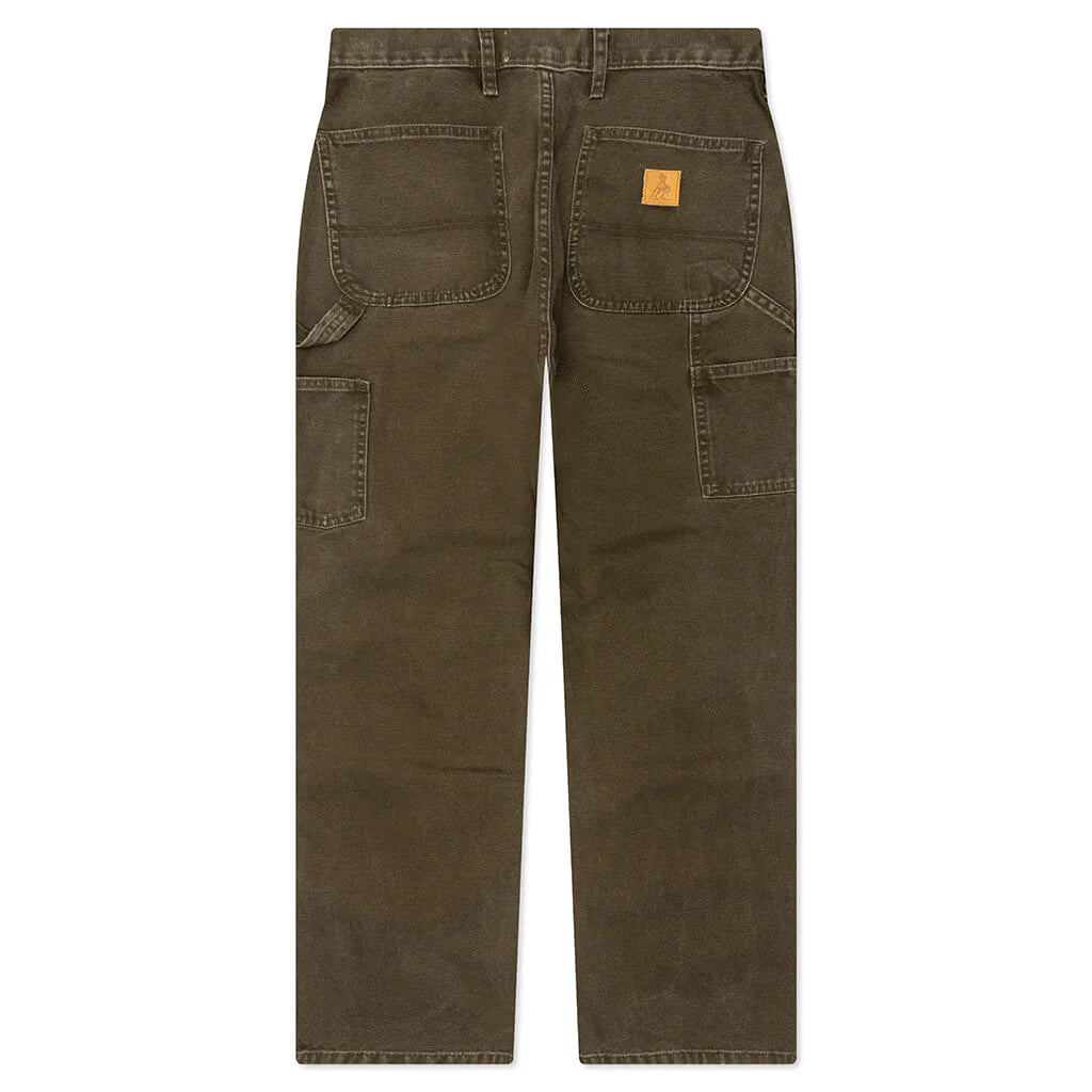 Canvas Double Knee Work Pant Washed Moss Green