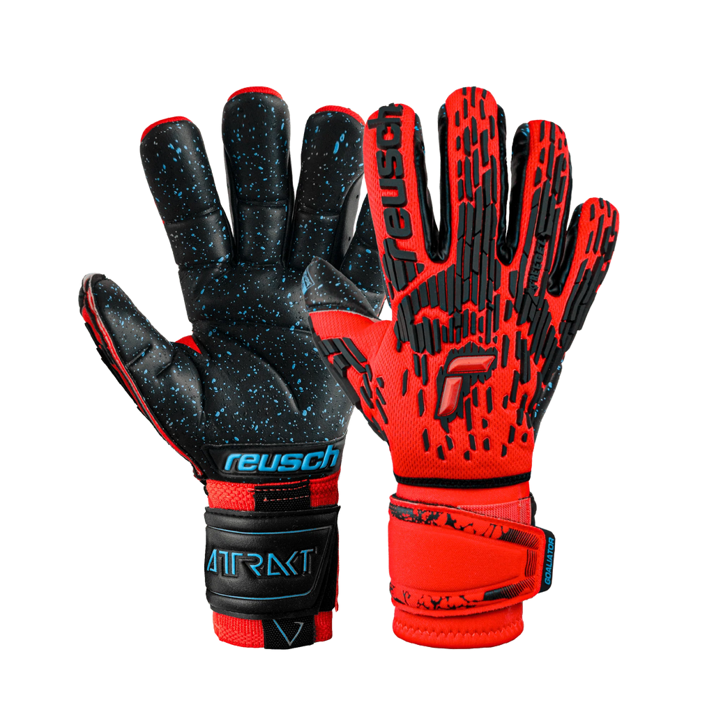 Reusch Attrakt Freegel Fusion Ortho Tec Goliator Goalkeeper Gloves Bright Red Blue Black