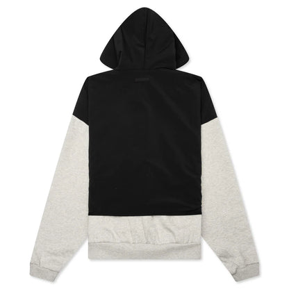 Nylon Fleece Hooded Sweater Light Heather Grey Jet Black