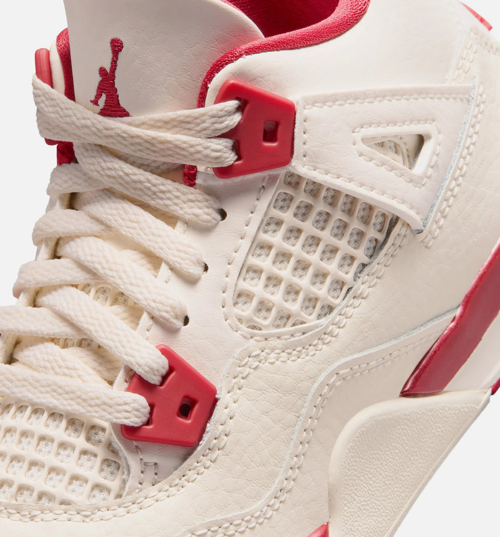 Air Jordan 4 Retro Valentines Day Preschool Lifestyle Shoe Pale Ivory Sierra Red Tough Red